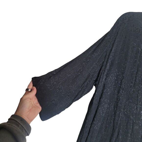 Endless Knot Art Jacquard Asymmetrical Tunic Blouse Women's M/L Black Artsy Boho - Picture 3 of 10